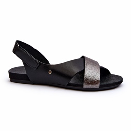 Zazoo 40141 Lædersandaler med velcro, sort