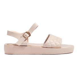 Kvinders beige sandaler på platformen