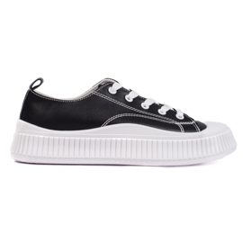 Sorte damesneakers lavet af økologisk læder