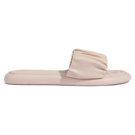 Kvinders flæsede beige flip-flops