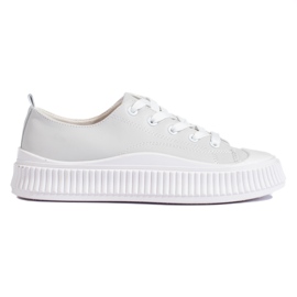 Grå damesneakers lavet af økologisk læder