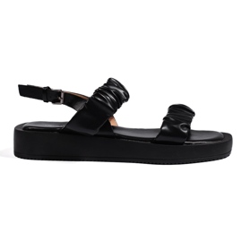 Sorte platform slip-on sandaler