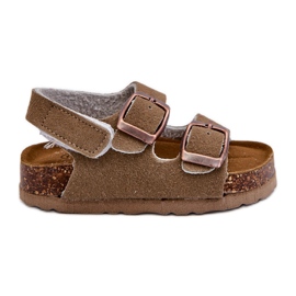 Børnesandaler på korkplatform, fastgjort med velcro, Khaki Rorria beige