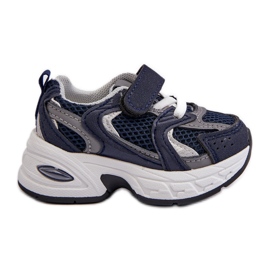 Børnesportssko sneakers med velcro, marineblå Rulagia