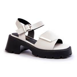 Kvinders sandaler med øko-læder med høje hæle og Vinceza 36257 White Platform hvid