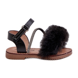 Velcro-sandaler til børn med pels, sort rosavere