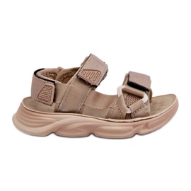 Børnesandaler med velcrolukning, Beige Orretta
