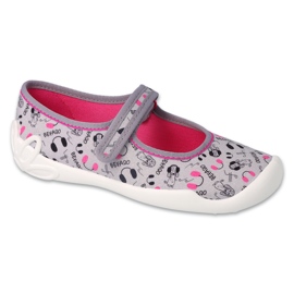 Befado børnetøfler 114Y520 grå med farverige applikationer