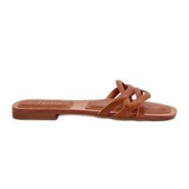 Fladhælet øko-læder flip flops brun