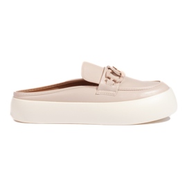Lukkede, stilfulde beige flip-flops til kvinder