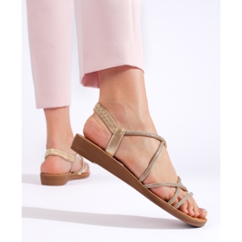 Guld slip-on sandaler med rhinsten gylden