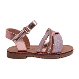 Skinnende børnesandaler med velcro, Pink Delphina lyserød