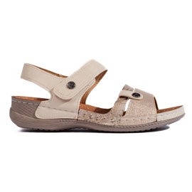 Beige damesandaler med velcro