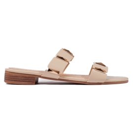 Beige dameflip-flops med flad sål