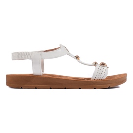 Hvide damesandaler med dekorationer