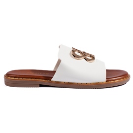 Hvide dameflip-flops med dekoration