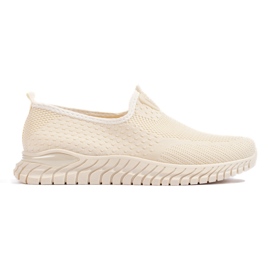 Beige tekstil damesneakers