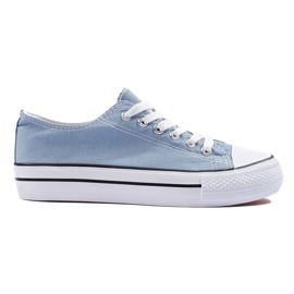 Blå klassiske sneakers med snøre til kvinder