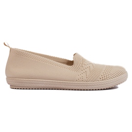 Kvinders beige stof slip-on