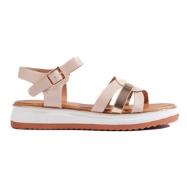 Beige damesandaler på platformen