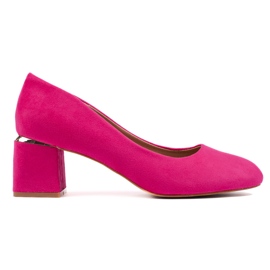 Fuchsia højhælede pumps i ruskind lyserød