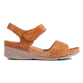 Damesandaler med velcro brun