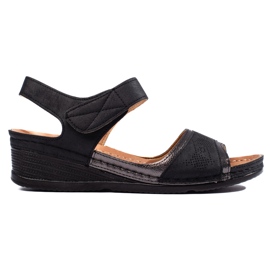 Sorte damesandaler med velcro
