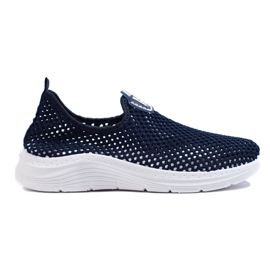 Gennembrudte slip-on marineblå sportssko
