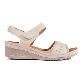 Beige damesandaler med velcro