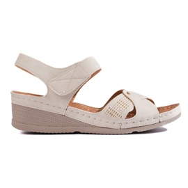 Kvinders beige kilesandaler med velcro