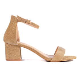 Guld højhælede sandaler med glitter gylden
