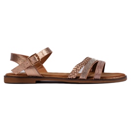 Dame flade sandaler i guld gylden