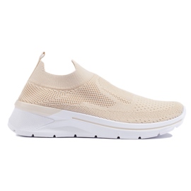 Beige tekstil sportssko