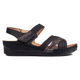 Sorte velcro-sandaler til kvinder