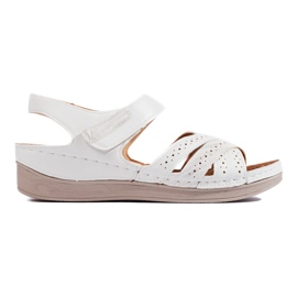 Hvide velcro-sandaler til kvinder