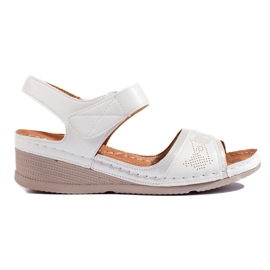 Hvide damesandaler med velcro