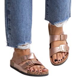 Pink flip-flops med korksål fra Shamona gylden