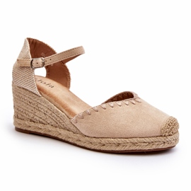Espadrillesandaler i ruskind med fletning Beige Raylin