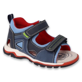 Befado Sandals drenge læderindsats til velcro 170p100 marineblå