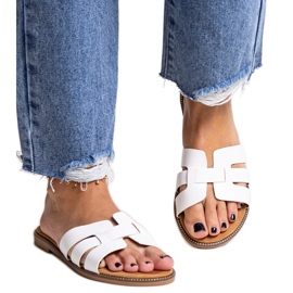 Hvide klassiske flip-flops med Umayma dekoration