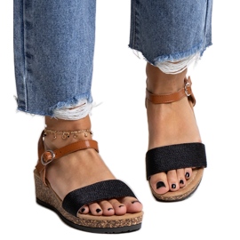 Sorte Malada sandaler med lav korkkile