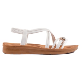 Hvide damesandaler med tyk sål
