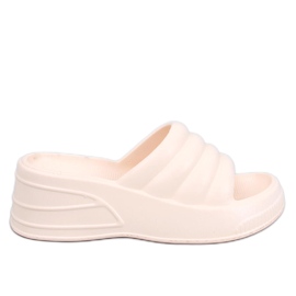 Diames Beige kile-sandaler i skum