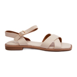 Flade damesandaler lavet af øko læder S.Barski KV27-003 Beige