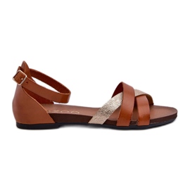 Zazoo 40225 flade sandaler i brunt læder