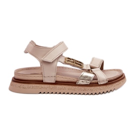 Zazoo 50103 lædersandaler til kvinder på platformen, beige