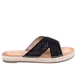 Bakou Black espadrille flip-flops til kvinder sort