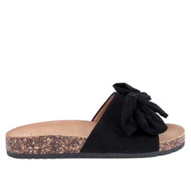 Keitas Sorte korkflip-flops med sløjfe