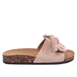Keitas Khaki kork hjemmesko med sløjfe beige