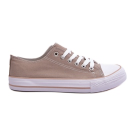 Damemateriale Klassiske lave sneakers Mørk Beige Lennabella